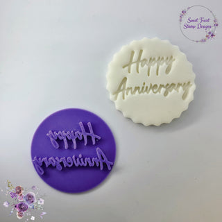 Happy anniversary fondant stamp