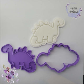 Dinosaur Fondant Stamp Embosser with Cookie Cutter Set Kids Birthday Cupcake Icing Cookie