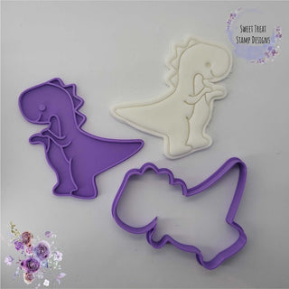 Dinosaur Fondant Stamp Embosser with Cookie Cutter Set Kids Birthday Cupcake Icing Cookie