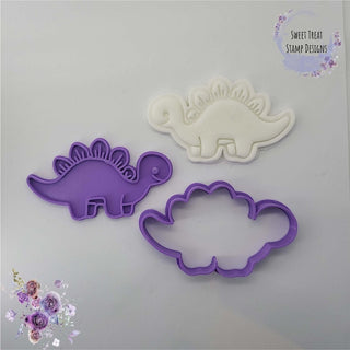 Dinosaur Fondant Stamp Embosser with Cookie Cutter Set Kids Birthday Cupcake Icing Cookie