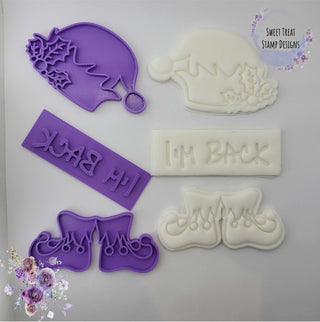 Christmas Elf Embosser Stamp Set I'm Back Fondant Stamp Christmas Decoration Biscuit Cutter Stamp
