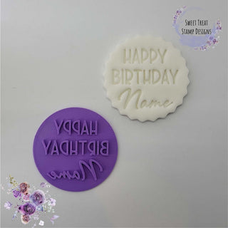 Happy Birthday Custom Name Fondant Stamp Embosser