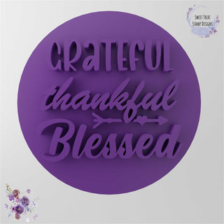 Grateful Thankful Blessed fondant stamp cookie embosser