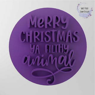 Merry Christmas Ya Filthy Animal Fondant Stamp Cookie Embosser