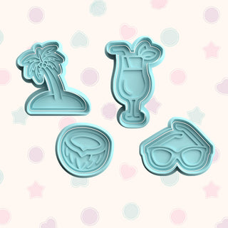 Summer Holiday Fondant Stamp & Cutter Embosser Set