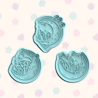 Celestial Moon Mystical Mushrooms Fondant Stamp & Cutter Embosser Set