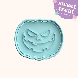 Halloween Pumpkin Fondant Stamp with Matching Cutter - Baking Embosser Set