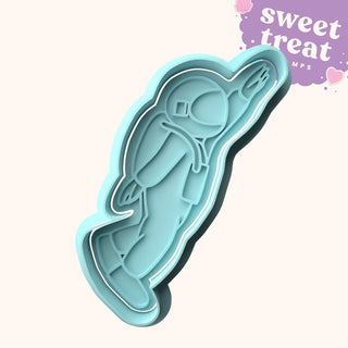 Astronaut 2 Space Fondant Stamp with Matching Cutter - Baking Embosser Set