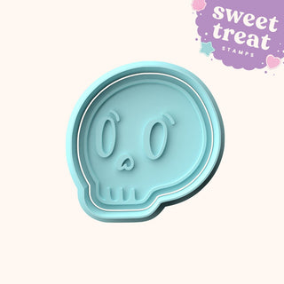 Halloween Skull Fondant Stamp with Matching Cutter - Baking Embosser Set