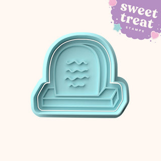 Halloween Gravestone Fondant Stamp with Matching Cutter - Baking Embosser Set