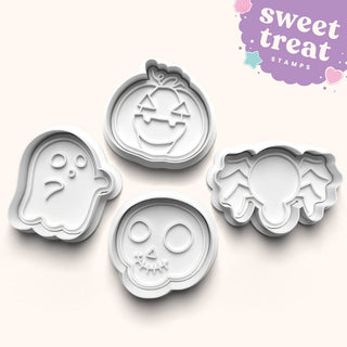 Halloween Themed Fondant Stamp with Matching Cutter - Baking Embosser Set