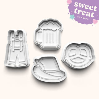Oktoberfest Themed Fondant Stamp with Matching Cutter - Baking Embosser Set