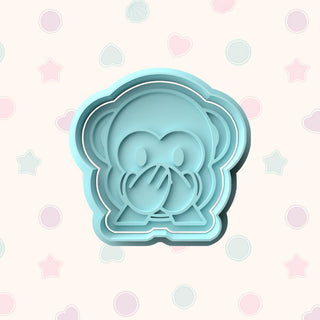 Three Wise Monkeys Themed Fondant Stamp with Matching Cutter - Baking Embosser Set
