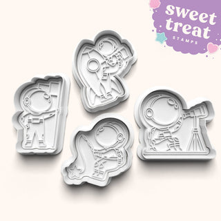 Little Astronaut Themed Fondant Stamp with Matching Cutter - Baking Embosser Set