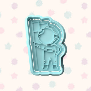 Little Astronaut Themed Fondant Stamp with Matching Cutter - Baking Embosser Set