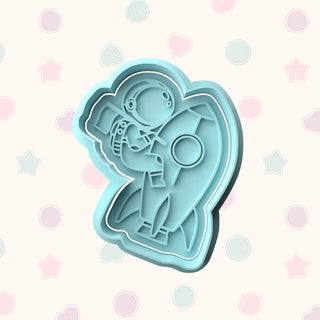 Little Astronaut Themed Fondant Stamp with Matching Cutter - Baking Embosser Set