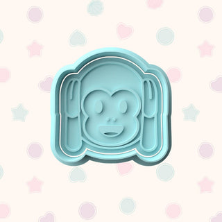 Three Wise Monkeys Themed Fondant Stamp with Matching Cutter - Baking Embosser Set