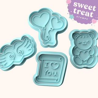 Valentines Set Fondant Stamp & Cutter Embosser Set