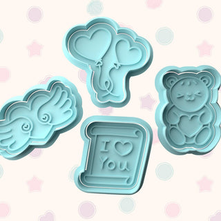 Valentines Set Fondant Stamp & Cutter Embosser Set