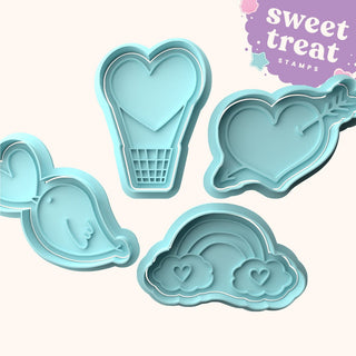 Valentines Love Hearts Set Fondant Stamp & Cutter Embosser Set
