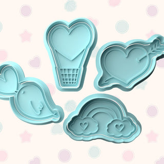 Valentines Love Hearts Set Fondant Stamp & Cutter Embosser Set