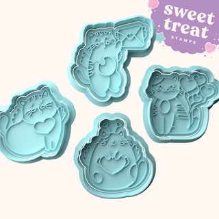 Valentine Cats Fondant Stamp & Cutter Embosser Set