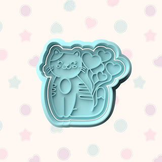 Valentine Cats Fondant Stamp & Cutter Embosser Set