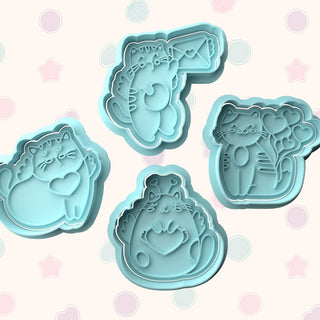Valentine Cats Fondant Stamp & Cutter Embosser Set