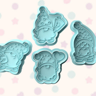 Valentines Gnomes Set Fondant Stamp & Cutter Embosser Set
