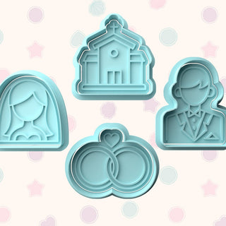 Wedding Fondant Stamp & Cutter Embosser Set